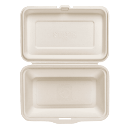 NazifDish - Bagasse(SugerCane) Biodegradable, 1000 ml Clamshell Box