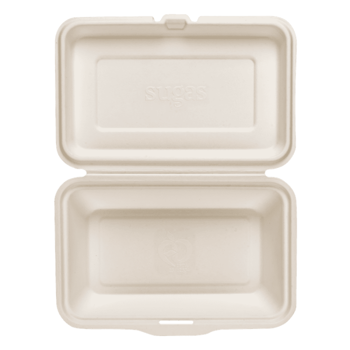 NazifDish - Bagasse(SugerCane) Biodegradable, 1000 ml Clamshell Box